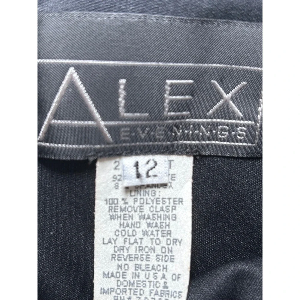 Alex Evenings Beaded‎ Formal Gown Size 12 Black Silver Spaghetti Strap Maxi